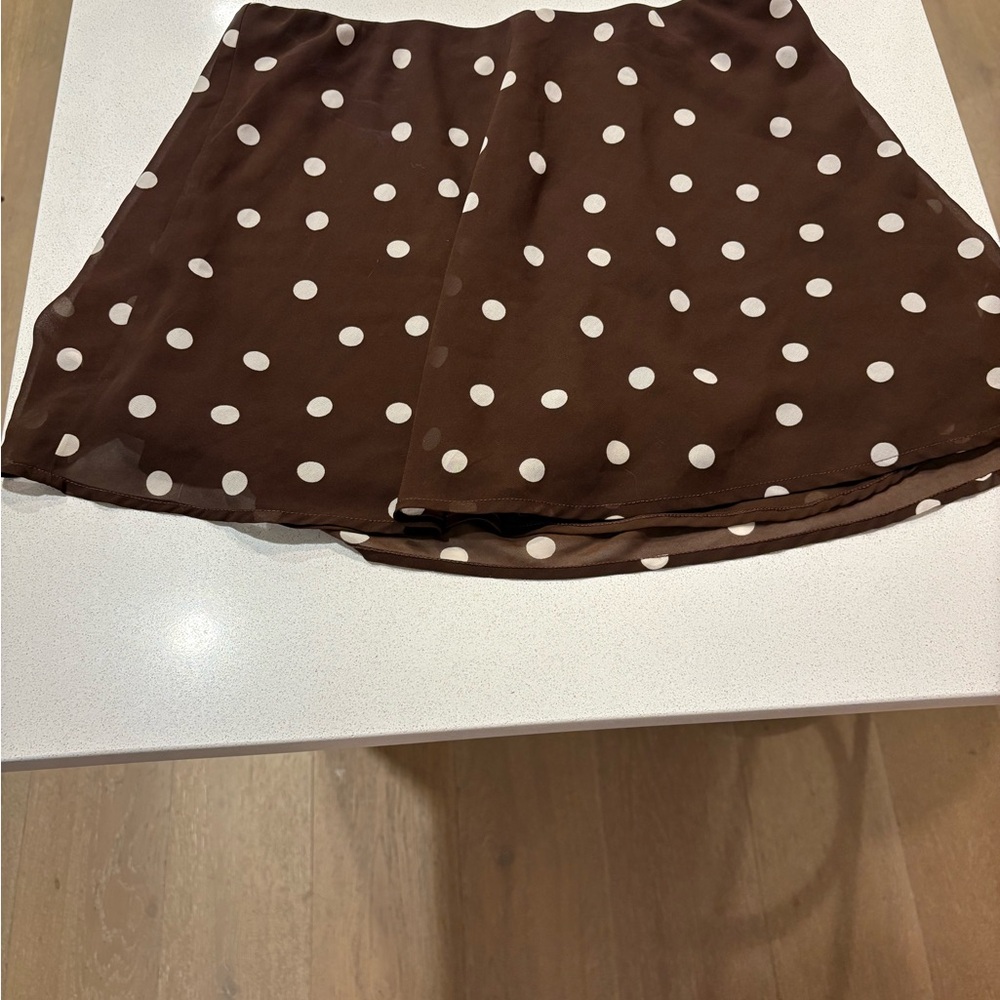 Abercrombie & Fitch Chocolate Skort with White Polka Dots